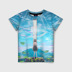 Детская футболка 3D с принтом Аниме Пейзаж в Кировске, 100% гипоаллергенный полиэфир | прямой крой, круглый вырез горловины, длина до линии бедер, чуть спущенное плечо, ткань немного тянется | 