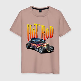 Мужская футболка хлопок с принтом Hot Rod   Power в Кировске, 100% хлопок | прямой крой, круглый вырез горловины, длина до линии бедер, слегка спущенное плечо. | 