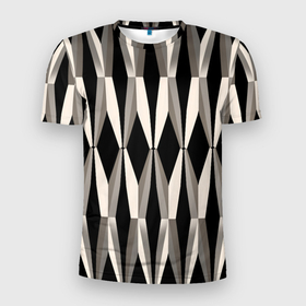 Мужская футболка 3D Slim с принтом Черно белая симметрия из робов в Курске, 100% полиэстер с улучшенными характеристиками | приталенный силуэт, круглая горловина, широкие плечи, сужается к линии бедра | 