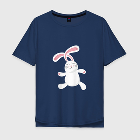 Мужская футболка хлопок Oversize с принтом Happy   Bunny в Новосибирске, 100% хлопок | свободный крой, круглый ворот, “спинка” длиннее передней части | 