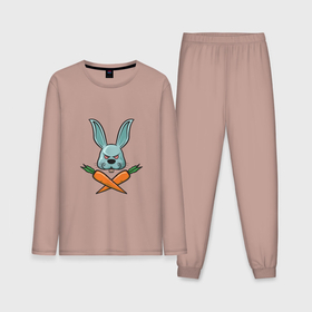 Мужская пижама хлопок (с лонгсливом) с принтом Carrot   Bunny в Курске,  |  | 
