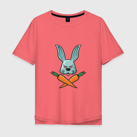 Мужская футболка хлопок Oversize с принтом Carrot   Bunny в Белгороде, 100% хлопок | свободный крой, круглый ворот, “спинка” длиннее передней части | 