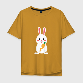 Мужская футболка хлопок Oversize с принтом Крольчишка в Курске, 100% хлопок | свободный крой, круглый ворот, “спинка” длиннее передней части | 