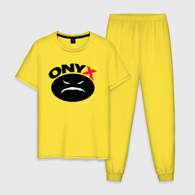 Мужская пижама хлопок с принтом Onyx logo black в Екатеринбурге, 100% хлопок | брюки и футболка прямого кроя, без карманов, на брюках мягкая резинка на поясе и по низу штанин
 | Тематика изображения на принте: 