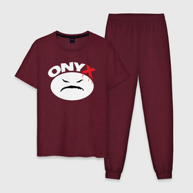Мужская пижама хлопок с принтом Onyx logo white в Кировске, 100% хлопок | брюки и футболка прямого кроя, без карманов, на брюках мягкая резинка на поясе и по низу штанин
 | Тематика изображения на принте: 