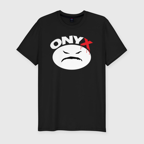 Мужская футболка хлопок Slim с принтом Onyx logo white , 92% хлопок, 8% лайкра | приталенный силуэт, круглый вырез ворота, длина до линии бедра, короткий рукав | 