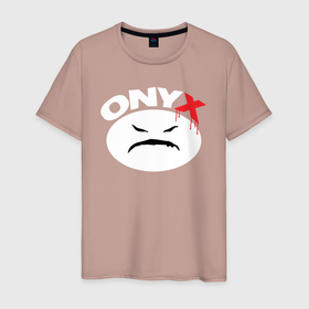 Мужская футболка хлопок с принтом Onyx logo white в Белгороде, 100% хлопок | прямой крой, круглый вырез горловины, длина до линии бедер, слегка спущенное плечо. | 