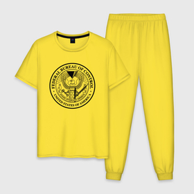 Мужская пижама хлопок с принтом Федеральное Бюро Контроля в Белгороде, 100% хлопок | брюки и футболка прямого кроя, без карманов, на брюках мягкая резинка на поясе и по низу штанин
 | 