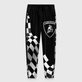 Мужские брюки 3D с принтом Lamborghini racing flag в Тюмени, 100% полиэстер | манжеты по низу, эластичный пояс регулируется шнурком, по бокам два кармана без застежек, внутренняя часть кармана из мелкой сетки | 