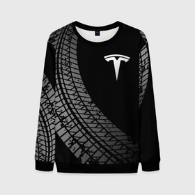 Мужской свитшот 3D с принтом Tesla tire tracks в Рязани, 100% полиэстер с мягким внутренним слоем | круглый вырез горловины, мягкая резинка на манжетах и поясе, свободная посадка по фигуре | 