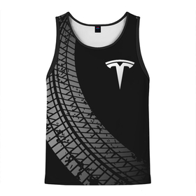 Мужская майка 3D с принтом Tesla tire tracks в Рязани, 100% полиэстер | круглая горловина, приталенный силуэт, длина до линии бедра. Пройма и горловина окантованы тонкой бейкой | 