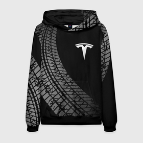 Мужская толстовка 3D с принтом Tesla tire tracks в Кировске, 100% полиэстер | двухслойный капюшон со шнурком для регулировки, мягкие манжеты на рукавах и по низу толстовки, спереди карман-кенгуру с мягким внутренним слоем. | 