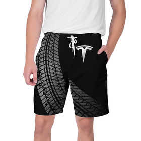 Мужские шорты 3D с принтом Tesla tire tracks в Рязани,  полиэстер 100% | прямой крой, два кармана без застежек по бокам. Мягкая трикотажная резинка на поясе, внутри которой широкие завязки. Длина чуть выше колен | 