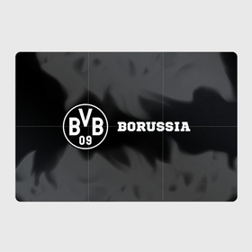 Магнитный плакат 3Х2 с принтом Borussia sport на темном фоне: надпись и символ , Полимерный материал с магнитным слоем | 6 деталей размером 9*9 см | 