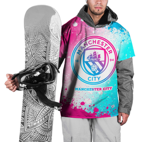 Накидка на куртку 3D с принтом Manchester City neon gradient style в Петрозаводске, 100% полиэстер |  | Тематика изображения на принте: 