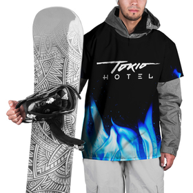 Накидка на куртку 3D с принтом Tokio Hotel blue fire в Кировске, 100% полиэстер |  | 