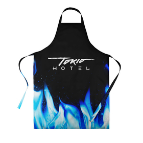 Фартук 3D с принтом Tokio Hotel blue fire в Петрозаводске, 100% полиэстер | общий размер — 65 х 85 см, ширина нагрудника — 26 см, горловина — 53 см, длина завязок — 54 см, общий обхват в поясе — 173 см. Принт на завязках и на горловине наносится с двух сторон, на основной части фартука — только с внешней стороны | 