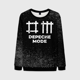 Мужской свитшот 3D с принтом Depeche Mode с потертостями на темном фоне в Петрозаводске, 100% полиэстер с мягким внутренним слоем | круглый вырез горловины, мягкая резинка на манжетах и поясе, свободная посадка по фигуре | Тематика изображения на принте: 