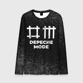 Мужской лонгслив 3D с принтом Depeche Mode с потертостями на темном фоне в Петрозаводске, 100% полиэстер | длинные рукава, круглый вырез горловины, полуприлегающий силуэт | Тематика изображения на принте: 