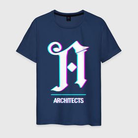 Мужская футболка хлопок с принтом Architects glitch rock в Тюмени, 100% хлопок | прямой крой, круглый вырез горловины, длина до линии бедер, слегка спущенное плечо. | 