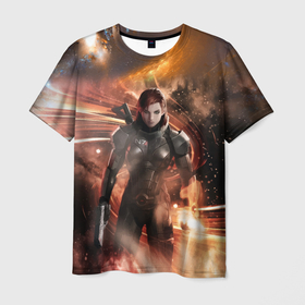 Мужская футболка 3D с принтом Mass Effect N7   Jane Shepard в Белгороде, 100% полиэфир | прямой крой, круглый вырез горловины, длина до линии бедер | 