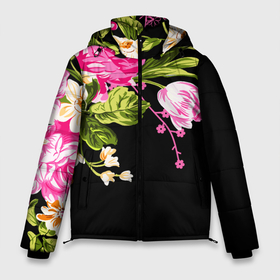 Мужская зимняя куртка 3D с принтом Букет цветов в Тюмени, верх — 100% полиэстер; подкладка — 100% полиэстер; утеплитель — 100% полиэстер | длина ниже бедра, свободный силуэт Оверсайз. Есть воротник-стойка, отстегивающийся капюшон и ветрозащитная планка. 

Боковые карманы с листочкой на кнопках и внутренний карман на молнии. | 