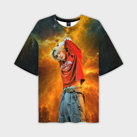 Мужская футболка OVERSIZE 3D с принтом Hyunjin Stray Kids space в Кировске,  |  | Тематика изображения на принте: 