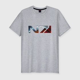 Мужская футболка хлопок Slim с принтом Mass Effect N7  Shooter в Петрозаводске, 92% хлопок, 8% лайкра | приталенный силуэт, круглый вырез ворота, длина до линии бедра, короткий рукав | 
