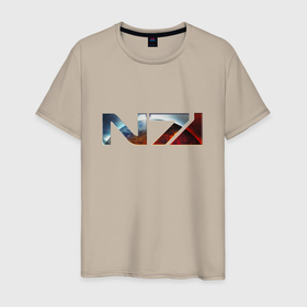 Мужская футболка хлопок с принтом Mass Effect N7  Shooter , 100% хлопок | прямой крой, круглый вырез горловины, длина до линии бедер, слегка спущенное плечо. | 