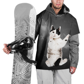 Накидка на куртку 3D с принтом Взгляд снизу кот на фоне звезд в Курске, 100% полиэстер |  | Тематика изображения на принте: 