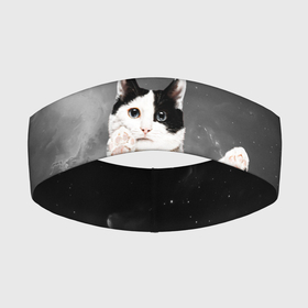Повязка на голову 3D с принтом Взгляд снизу кот на фоне звезд в Курске,  |  | 