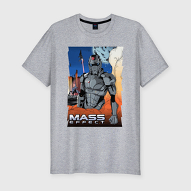Мужская футболка хлопок Slim с принтом Mass Effect N7   Warrior в Новосибирске, 92% хлопок, 8% лайкра | приталенный силуэт, круглый вырез ворота, длина до линии бедра, короткий рукав | 