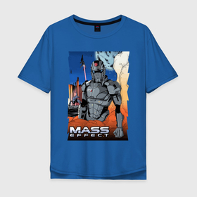 Мужская футболка хлопок Oversize с принтом Mass Effect N7   Warrior в Санкт-Петербурге, 100% хлопок | свободный крой, круглый ворот, “спинка” длиннее передней части | 