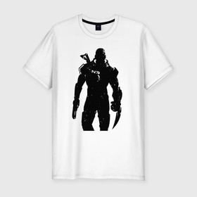 Мужская футболка хлопок Slim с принтом Mass Effect N7   Warrior в Петрозаводске, 92% хлопок, 8% лайкра | приталенный силуэт, круглый вырез ворота, длина до линии бедра, короткий рукав | 