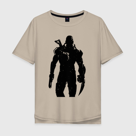 Мужская футболка хлопок Oversize с принтом Mass Effect N7   Warrior в Курске, 100% хлопок | свободный крой, круглый ворот, “спинка” длиннее передней части | 