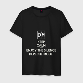 Мужская футболка хлопок с принтом Keep calm and enjoy the silence depeche mode , 100% хлопок | прямой крой, круглый вырез горловины, длина до линии бедер, слегка спущенное плечо. | 