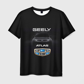 Мужская футболка 3D с принтом Geely Атлас в Кировске, 100% полиэфир | прямой крой, круглый вырез горловины, длина до линии бедер | Тематика изображения на принте: 