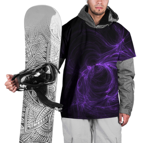 Накидка на куртку 3D с принтом Сиреневая абстракция из звуковых волн , 100% полиэстер |  | 
