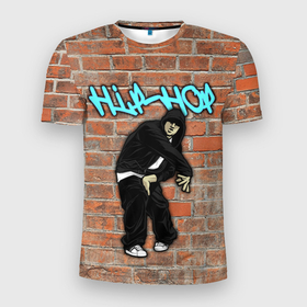 Мужская футболка 3D Slim с принтом Хип хоп рэпер в Кировске, 100% полиэстер с улучшенными характеристиками | приталенный силуэт, круглая горловина, широкие плечи, сужается к линии бедра | 