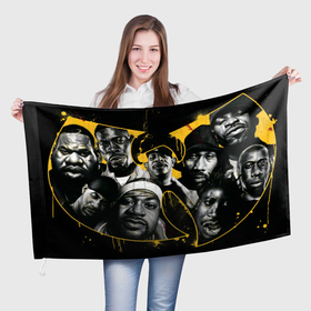 Флаг 3D с принтом Wu Tang Clan в Кировске, 100% полиэстер | плотность ткани — 95 г/м2, размер — 67 х 109 см. Принт наносится с одной стороны | Тематика изображения на принте: 