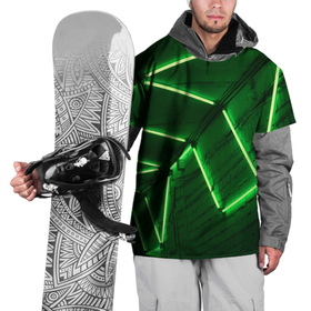 Накидка на куртку 3D с принтом Зелёные неоновые фонари на абстрактной стене в Кировске, 100% полиэстер |  | 