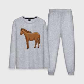 Мужская пижама хлопок (с лонгсливом) с принтом Милая лошадка в Курске,  |  | 