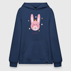 Худи SuperOversize хлопок с принтом Rabbit Hello , 70% хлопок, 30% полиэстер, мягкий начес внутри | карман-кенгуру, эластичная резинка на манжетах и по нижней кромке, двухслойный капюшон
 | 