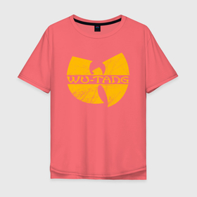 Мужская футболка хлопок Oversize с принтом Wu scratches logo в Санкт-Петербурге, 100% хлопок | свободный крой, круглый ворот, “спинка” длиннее передней части | Тематика изображения на принте: 
