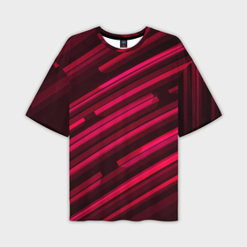 Мужская футболка OVERSIZE 3D с принтом Красное на черном объемная диагональ в Санкт-Петербурге,  |  | 