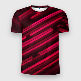 Мужская футболка 3D Slim с принтом Красное на черном объемная диагональ в Санкт-Петербурге, 100% полиэстер с улучшенными характеристиками | приталенный силуэт, круглая горловина, широкие плечи, сужается к линии бедра | 