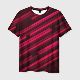 Мужская футболка 3D с принтом Красное на черном объемная диагональ в Санкт-Петербурге, 100% полиэфир | прямой крой, круглый вырез горловины, длина до линии бедер | 
