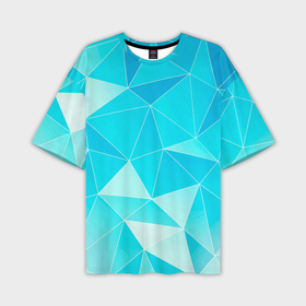 Мужская футболка OVERSIZE 3D с принтом Легкие голубые блоки с градиентом в Кировске,  |  | 