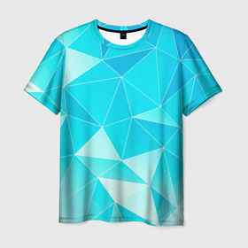 Мужская футболка 3D с принтом Легкие голубые блоки с градиентом в Кировске, 100% полиэфир | прямой крой, круглый вырез горловины, длина до линии бедер | 
