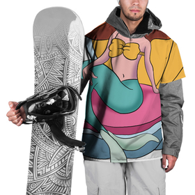 Накидка на куртку 3D с принтом Русалочка и морская раковина , 100% полиэстер |  | Тематика изображения на принте: 